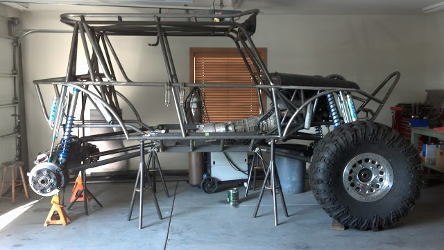 The Money pit buggy during the build, with nearly complete tube chassis